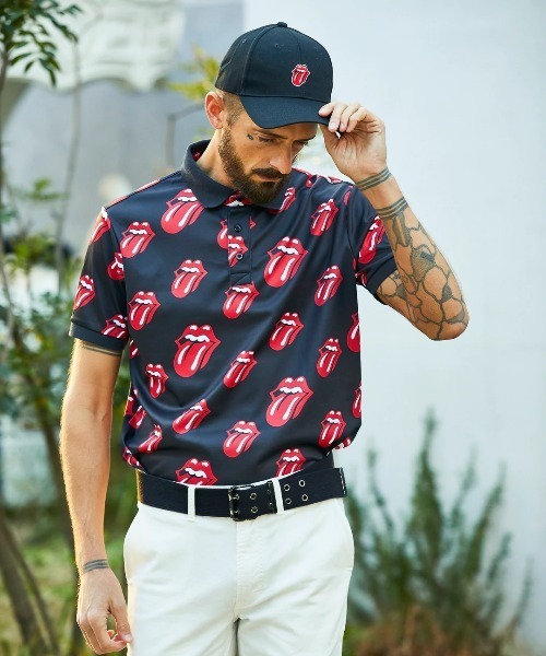 RAWLIFE(ロウライフ)の「BACK SPIN!/バックスピン!【RollingStones/ローリングストーンズ】Red Lick Pattern POLO SHIRT(ポロシャツ・メンズ・ブラック/ホワイト・SMALL/LARGE/X-LARGE/MEDIUM)」の6枚目の写真