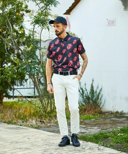 RAWLIFE(ロウライフ)の「BACK SPIN!/バックスピン!【RollingStones/ローリングストーンズ】Red Lick Pattern POLO SHIRT(ポロシャツ・メンズ・ブラック/ホワイト・SMALL/LARGE/X-LARGE/MEDIUM)」の7枚目の写真