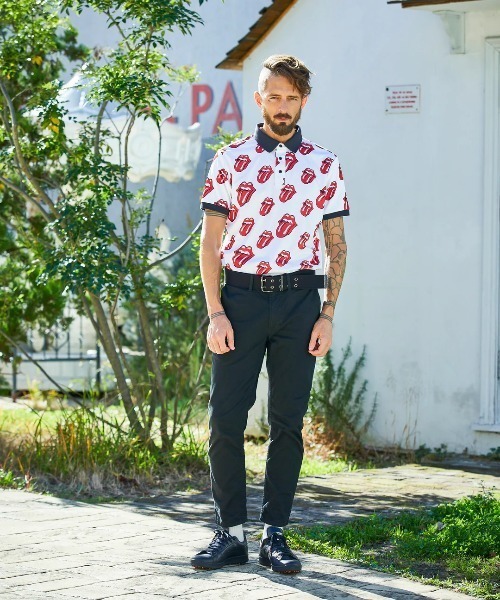 RAWLIFE(ロウライフ)の「BACK SPIN!/バックスピン!【RollingStones/ローリングストーンズ】Red Lick Pattern POLO SHIRT(ポロシャツ・メンズ・ブラック/ホワイト・SMALL/LARGE/X-LARGE/MEDIUM)」の13枚目の写真