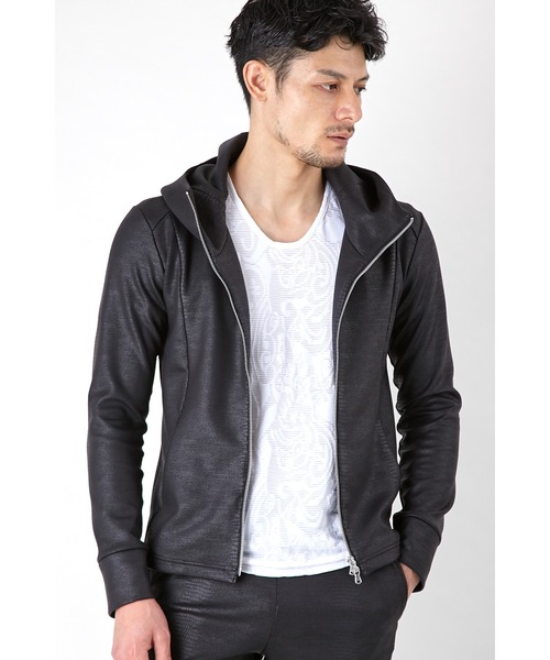 TORNADO MART(トルネードマート)の「TORNADO MART∴クロコフォイルパーカ(パーカー・メンズ・ブラック/ベージュ・M/L/LL)」の2枚目の写真