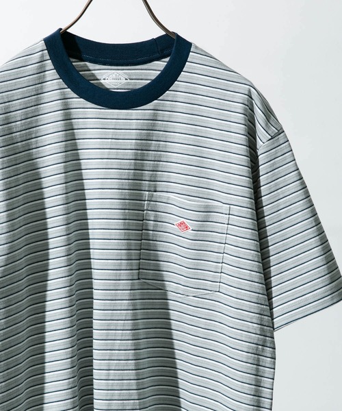 DANTON(ダントン)の「DANTON MULTI STRIPE POCKET T-SHIRTS SHORT-SLEEVE(Tシャツ/カットソー・メンズ・グレー/グレー系その他/ブルー系その他・44/42)」の1枚目の写真