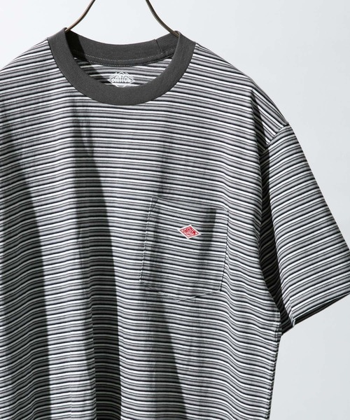 DANTON(ダントン)の「DANTON MULTI STRIPE POCKET T-SHIRTS SHORT-SLEEVE(Tシャツ/カットソー・メンズ・グレー/グレー系その他/ブルー系その他・44/42)」の2枚目の写真