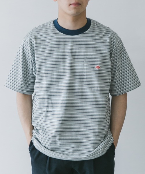 DANTON(ダントン)の「DANTON MULTI STRIPE POCKET T-SHIRTS SHORT-SLEEVE(Tシャツ/カットソー・メンズ・グレー/グレー系その他/ブルー系その他・44/42)」の4枚目の写真