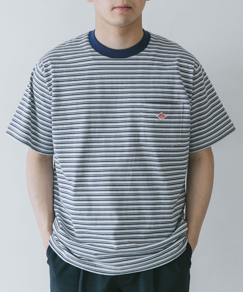 DANTON(ダントン)の「DANTON MULTI STRIPE POCKET T-SHIRTS SHORT-SLEEVE(Tシャツ/カットソー・メンズ・グレー/グレー系その他/ブルー系その他・44/42)」の7枚目の写真