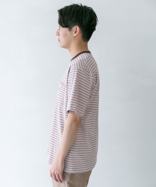 DANTON(ダントン)の「DANTON MULTI STRIPE POCKET T-SHIRTS SHORT-SLEEVE(Tシャツ/カットソー・メンズ・グレー/グレー系その他/ブルー系その他・44/42)」の13枚目の写真