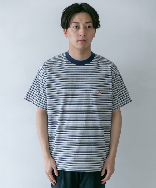 DANTON(ダントン)の「DANTON MULTI STRIPE POCKET T-SHIRTS SHORT-SLEEVE(Tシャツ/カットソー・メンズ・グレー/グレー系その他/ブルー系その他・44/42)」の5枚目の写真