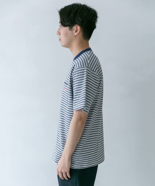 DANTON(ダントン)の「DANTON MULTI STRIPE POCKET T-SHIRTS SHORT-SLEEVE(Tシャツ/カットソー・メンズ・グレー/グレー系その他/ブルー系その他・44/42)」の8枚目の写真