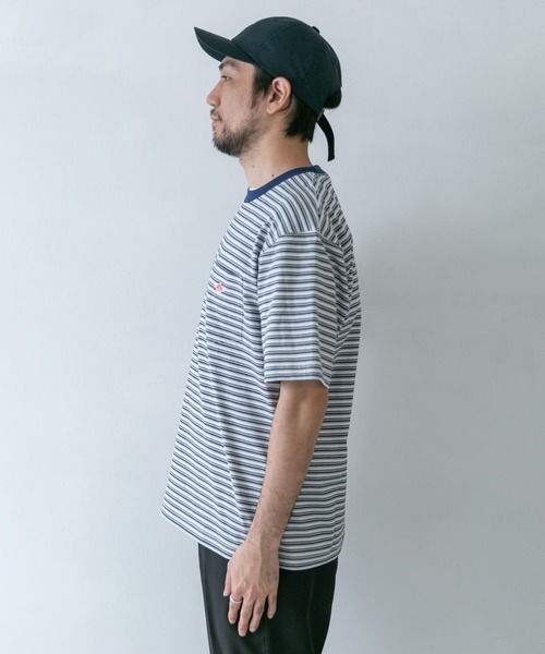 DANTON(ダントン)の「DANTON MULTI STRIPE POCKET T-SHIRTS SHORT-SLEEVE(Tシャツ/カットソー・メンズ・グレー/グレー系その他/ブルー系その他・44/42)」の11枚目の写真