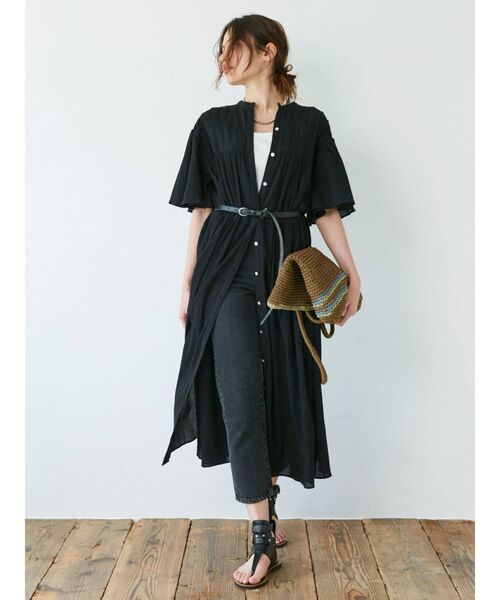 Ungrid(アングリッド)の「ハーフスリーブティアードマキシワンピース(ワンピース・レディース・ブラック/オレンジ/オフホワイト・FREE)」の12枚目の写真