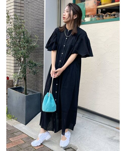 Ungrid(アングリッド)の「ハーフスリーブティアードマキシワンピース(ワンピース・レディース・ブラック/オレンジ/オフホワイト・FREE)」の13枚目の写真