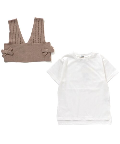 BREEZE（ブリーズ）の「/ニットビスチェ付Tシャツ（Tシャツ/カットソー・キッズ・ベージュ/チャコール・90/120/110/140/80/100/130）」の5枚目の写真