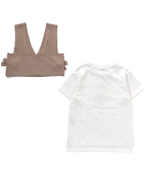 BREEZE（ブリーズ）の「/ニットビスチェ付Tシャツ（Tシャツ/カットソー・キッズ・ベージュ/チャコール・90/120/110/140/80/100/130）」の4枚目の写真