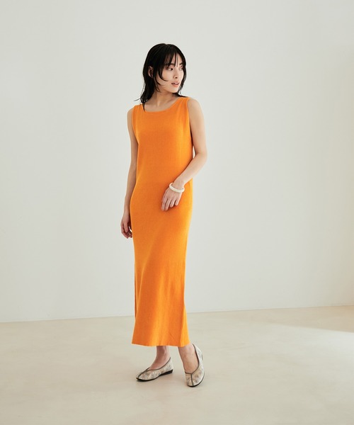 サロンアダムエロぺ　CreamyCotton ワンピース　ロングワンピース　美品 極上の肌ざわり】リブロングワンピース -CreamyCotton