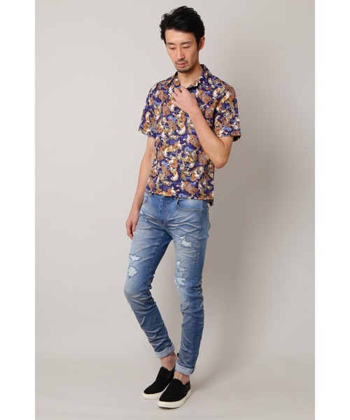 BLUE TORNADO（ブルートルネード）の「BLUE TORNADO∴タイガープリントアロハシャツ（シャツ/ブラウス・メンズ・アイボリー/ネイビー・M/L）」の16枚目の写真