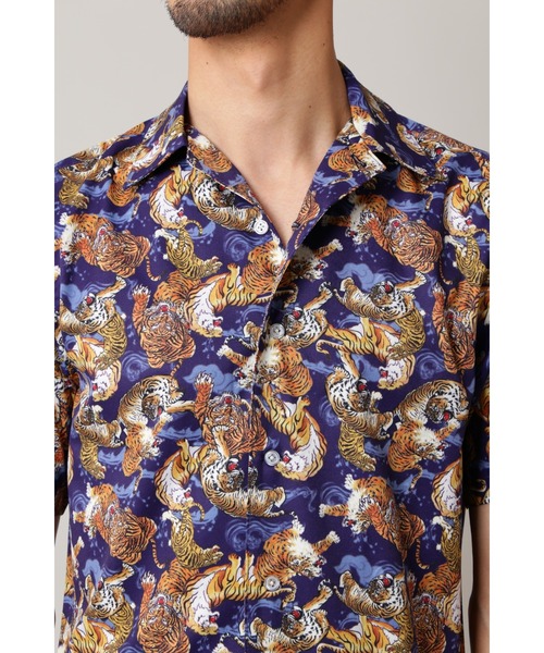 BLUE TORNADO（ブルートルネード）の「BLUE TORNADO∴タイガープリントアロハシャツ（シャツ/ブラウス・メンズ・アイボリー/ネイビー・M/L）」の13枚目の写真