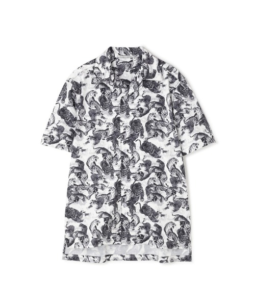 BLUE TORNADO（ブルートルネード）の「BLUE TORNADO∴タイガープリントアロハシャツ（シャツ/ブラウス・メンズ・アイボリー/ネイビー・M/L）」の5枚目の写真