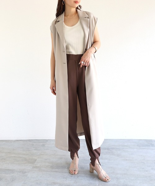 andme（アンドミー）の「梨地ポンチセンタースリットジョガーパンツ（その他パンツ・レディース・カーキ/ブラック/ブラウン/グレイッシュベージュ/ピンク系その他/ピンクベージュ/オレンジ/ネイビー/ライトベージュ・L/M）」の15枚目の写真