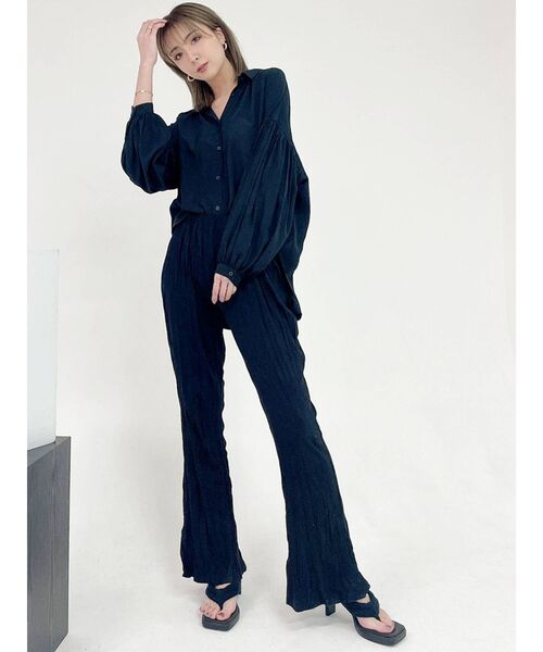 GYDA（ジェイダ）の「BACK OPENギャザースリーブシャツ（シャツ/ブラウス・レディース・ブラック/オフホワイト・FREE）」の17枚目の写真