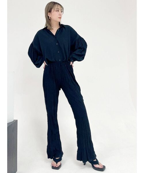 GYDA（ジェイダ）の「BACK OPENギャザースリーブシャツ（シャツ/ブラウス・レディース・ブラック/オフホワイト・FREE）」の18枚目の写真