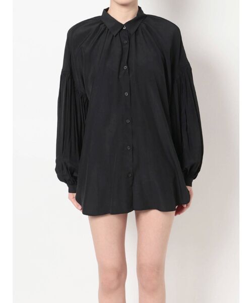 GYDA（ジェイダ）の「BACK OPENギャザースリーブシャツ（シャツ/ブラウス・レディース・ブラック/オフホワイト・FREE）」の21枚目の写真