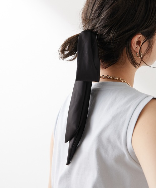 Omekashi(オメカシ)の「サテンリボンヘアゴム(ヘアゴム・レディース・ブラック・FREE)」の3枚目の写真