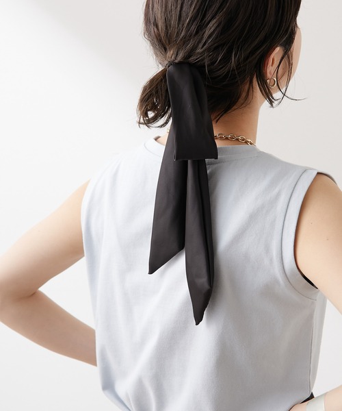 Omekashi(オメカシ)の「サテンリボンヘアゴム(ヘアゴム・レディース・ブラック・FREE)」の4枚目の写真