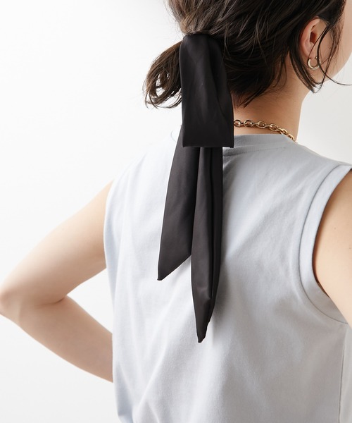 Omekashi(オメカシ)の「サテンリボンヘアゴム(ヘアゴム・レディース・ブラック・FREE)」の5枚目の写真