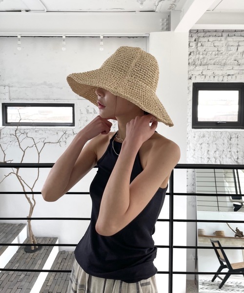 Didot.showroom(ディドット ショールーム)の「つば広ペーパーハット(ハット・レディース・ベージュ/ブラウン・FREE)」の8枚目の写真