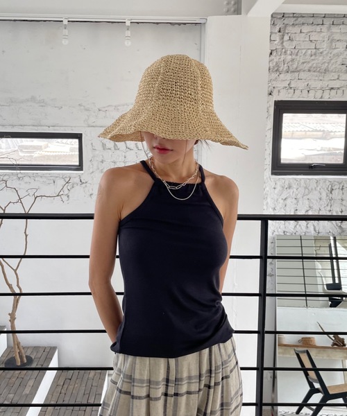 Didot.showroom(ディドット ショールーム)の「つば広ペーパーハット(ハット・レディース・ベージュ/ブラウン・FREE)」の6枚目の写真