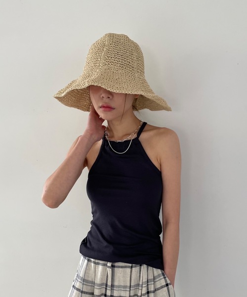 Didot.showroom(ディドット ショールーム)の「つば広ペーパーハット(ハット・レディース・ベージュ/ブラウン・FREE)」の5枚目の写真