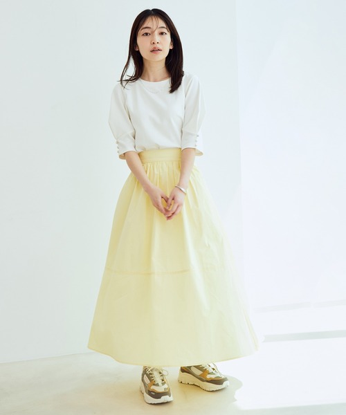 VIS（ビス）の「【EASY CARE】シルケットスムースタックボリュームスリーブTシャツ（Tシャツ/カットソー・レディース・ブラック/オフホワイト/レンガ/ライトグリーン・FREE）」の14枚目の写真