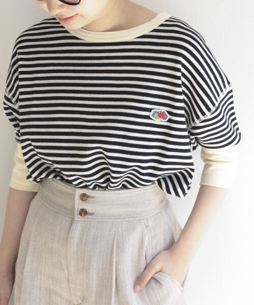 FRUIT OF THE LOOM(フルーツオブザルーム)の「【別注】【WEB限定】【FRUIT OF THE LOOM】ワッフルプルオーバーT(Tシャツ/カットソー・レディース・ホワイト×ブラック/グリーン系その他/ブルー系その他/ピンク系その他・FREE)」の1枚目の写真