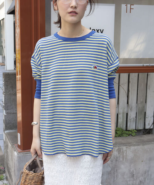 FRUIT OF THE LOOM(フルーツオブザルーム)の「【別注】【WEB限定】【FRUIT OF THE LOOM】ワッフルプルオーバーT(Tシャツ/カットソー・レディース・ホワイト×ブラック/グリーン系その他/ブルー系その他/ピンク系その他・FREE)」の11枚目の写真