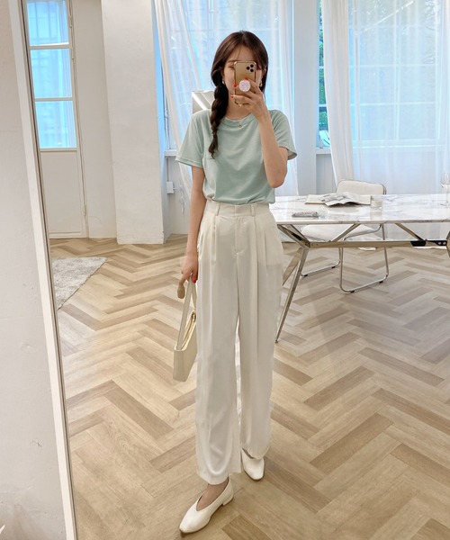 by muni:r（バイ ムニール）の「春夏デイリーハイウエストピンタックスラックス（スラックス・レディース・ブラック/ブルー/アイボリー・FREE）」の10枚目の写真