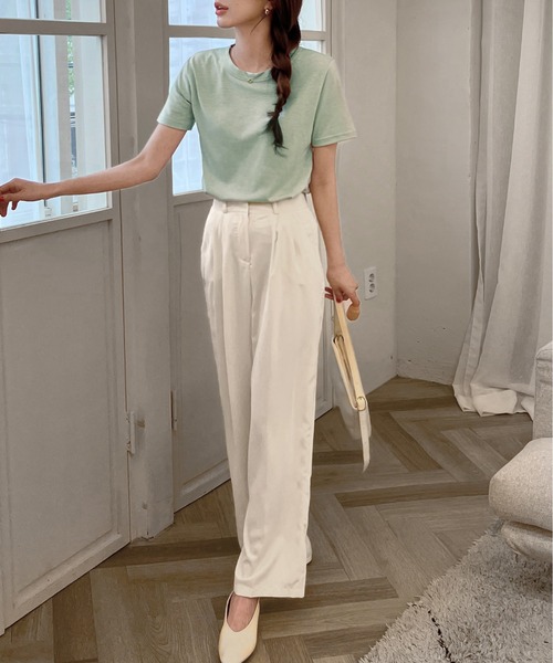 by muni:r（バイ ムニール）の「春夏デイリーハイウエストピンタックスラックス（スラックス・レディース・ブラック/ブルー/アイボリー・FREE）」の6枚目の写真