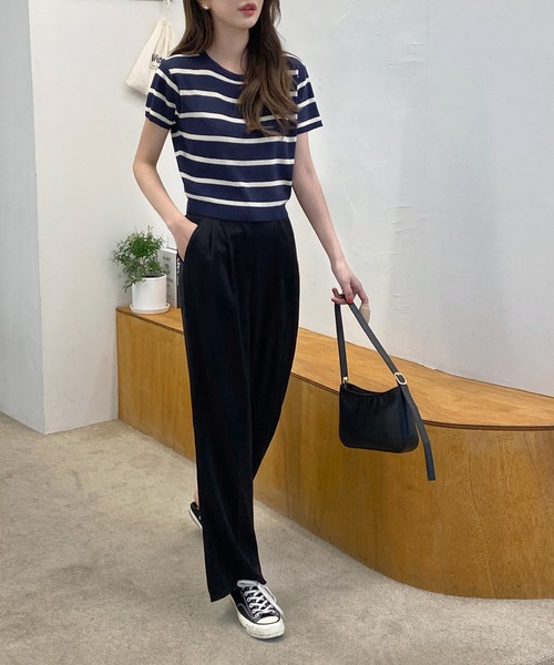 by muni:r（バイ ムニール）の「春夏デイリーハイウエストピンタックスラックス（スラックス・レディース・ブラック/ブルー/アイボリー・FREE）」の7枚目の写真