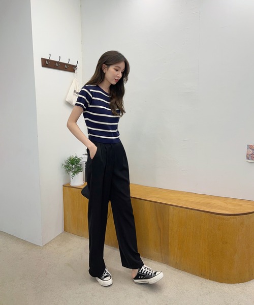 by muni:r（バイ ムニール）の「春夏デイリーハイウエストピンタックスラックス（スラックス・レディース・ブラック/ブルー/アイボリー・FREE）」の13枚目の写真