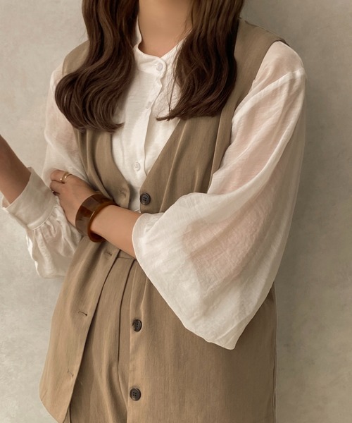 apres jour clair(アプレジュールクレア)の「【apres jour clair】【SETUP可能】ノーカラージレ【ZOZOTOWN限定アイテム】(ベスト・レディース・ライトブラウン/ライトベージュ・X-LARGE/フリー)」の5枚目の写真