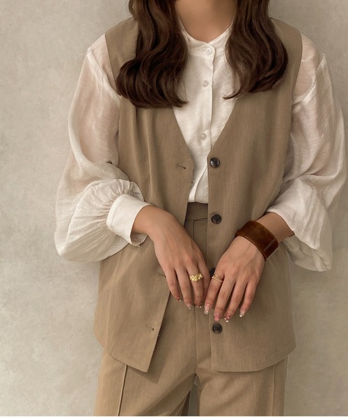 apres jour clair(アプレジュールクレア)の「【apres jour clair】【SETUP可能】ノーカラージレ【ZOZOTOWN限定アイテム】(ベスト・レディース・ライトブラウン/ライトベージュ・X-LARGE/フリー)」の6枚目の写真