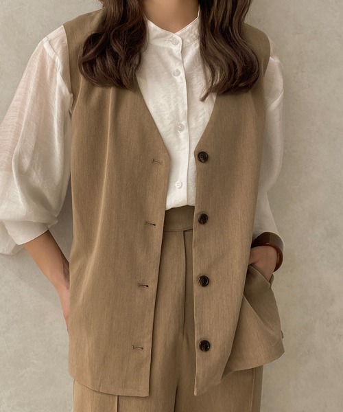 apres jour clair(アプレジュールクレア)の「【apres jour clair】【SETUP可能】ノーカラージレ【ZOZOTOWN限定アイテム】(ベスト・レディース・ライトブラウン/ライトベージュ・X-LARGE/フリー)」の7枚目の写真