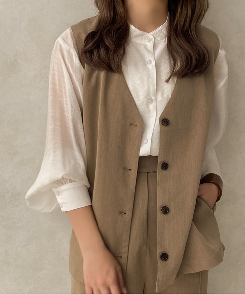 apres jour clair(アプレジュールクレア)の「【apres jour clair】【SETUP可能】ノーカラージレ【ZOZOTOWN限定アイテム】(ベスト・レディース・ライトブラウン/ライトベージュ・X-LARGE/フリー)」の8枚目の写真