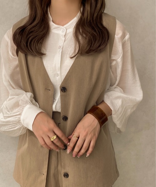 apres jour clair(アプレジュールクレア)の「【apres jour clair】【SETUP可能】ノーカラージレ【ZOZOTOWN限定アイテム】(ベスト・レディース・ライトブラウン/ライトベージュ・X-LARGE/フリー)」の9枚目の写真