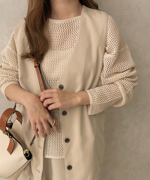 apres jour clair(アプレジュールクレア)の「【apres jour clair】【SETUP可能】ノーカラージレ【ZOZOTOWN限定アイテム】(ベスト・レディース・ライトブラウン/ライトベージュ・X-LARGE/フリー)」の14枚目の写真