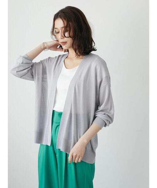 Green　Parks（グリーンパークス）の「接触冷感 ゆったりカーデ（カーディガン/ボレロ・レディース・ライトグレー/ブラック/グリーン/アイボリー・FREE）」の17枚目の写真