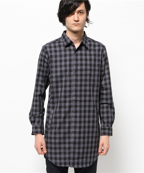 WHO'S WHO gallery（フーズフーギャラリー）の「【GIGGER】ブロックロングシャツ（シャツ/ブラウス・メンズ・グレー/オレンジ・MEDIUM/LARGE/FREE）」の3枚目の写真