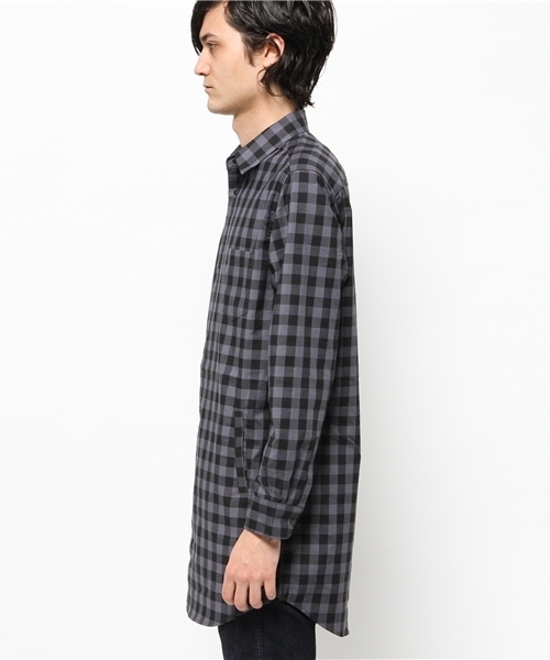 WHO'S WHO gallery（フーズフーギャラリー）の「【GIGGER】ブロックロングシャツ（シャツ/ブラウス・メンズ・グレー/オレンジ・MEDIUM/LARGE/FREE）」の4枚目の写真