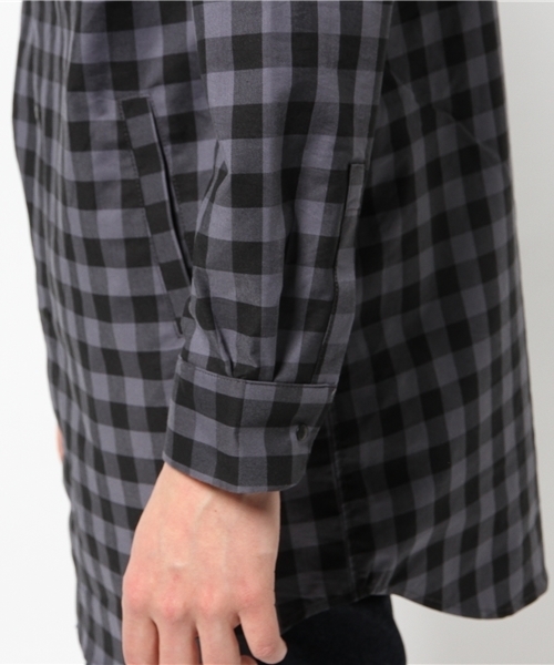 WHO'S WHO gallery（フーズフーギャラリー）の「【GIGGER】ブロックロングシャツ（シャツ/ブラウス・メンズ・グレー/オレンジ・MEDIUM/LARGE/FREE）」の7枚目の写真