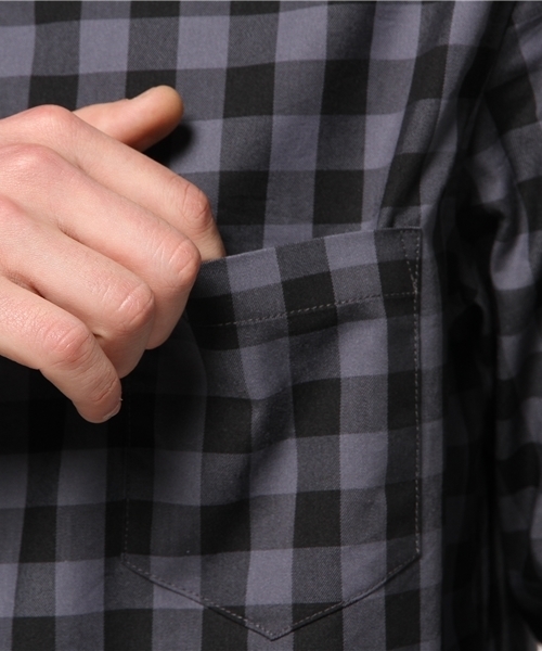 WHO'S WHO gallery（フーズフーギャラリー）の「【GIGGER】ブロックロングシャツ（シャツ/ブラウス・メンズ・グレー/オレンジ・MEDIUM/LARGE/FREE）」の8枚目の写真