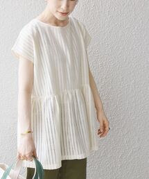 SHIPS any:〈ウォッシャブル〉ホール レース ペプラム TEE◇