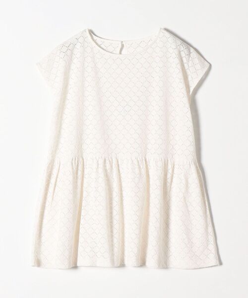 SHIPS any(シップス エニィ)の「SHIPS any:〈ウォッシャブル〉ホール レース ペプラム TEE◇(Tシャツ/カットソー・レディース・ホワイト/ネイビー/オフホワイト・ONE SIZE)」の4枚目の写真